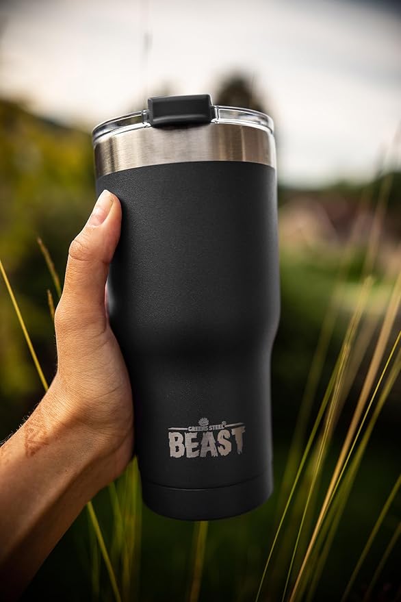 Beast 40 oz Tumbler Stainless Steel Vacuum Insulated Coffee Ice Cup Double Wall Travel Flask (Matte Black) - Bloomnest