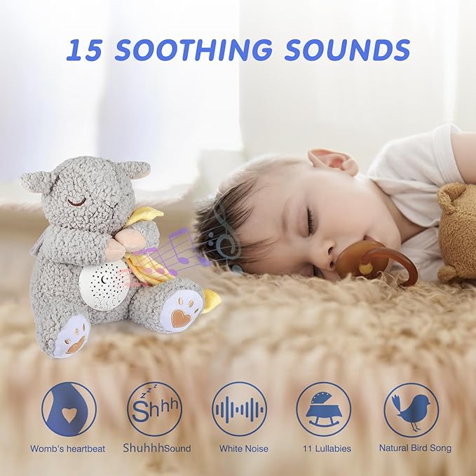 BEREST Rechargeable Baby Sleep Soother, Mom's Heartbeat Babies Cry Sensor Lullabies & White Noise Sound, Nursery Decor Night Light Projector Toddler Crib Sleeping Aid, Boys & Girls Shower Gifts - Bloomnest