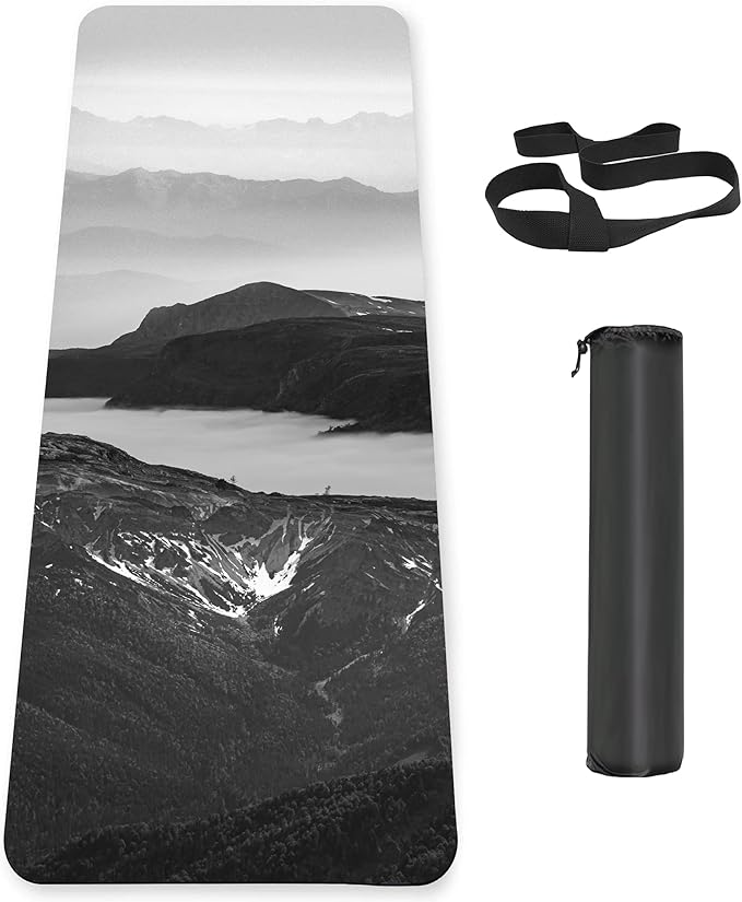 Non Slip Yoga Mat TPE Workout Mat for Men Women, Thick Workout Mat with Carrying Strap, Fitness Mats for Exercise, Yoga, Fitness, Pilates, Floor Workouts (72" x 24" x 6mm) - Bloomnest