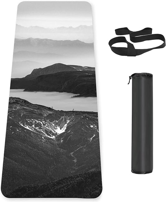 Non Slip Yoga Mat TPE Workout Mat for Men Women, Thick Workout Mat with Carrying Strap, Fitness Mats for Exercise, Yoga, Fitness, Pilates, Floor Workouts (72" x 24" x 6mm) - Bloomnest