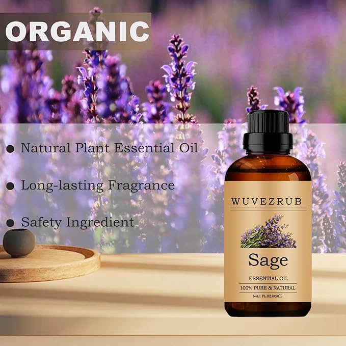 Sage Essential Oils, 30ML Pure and Natural Essential Oil for Aromatherapy Diffuser - 1 Fl Oz - Bloomnest