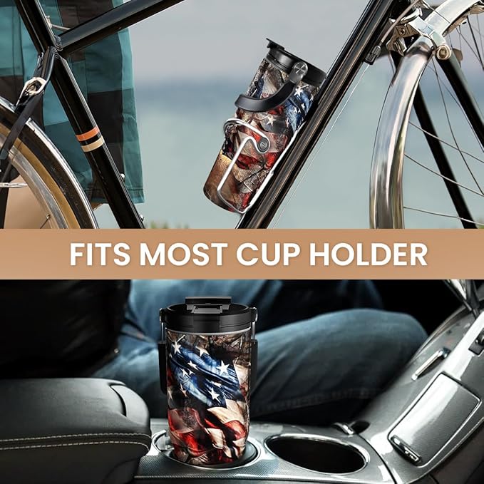 SANDJEST Hunting Gift for Men, Deer Hunting Tumbler with Handle, 30oz Flip Straw Stainless Steel Insulated Coffee Travel Cup, Gifts for Hunter Dad Grandpa for Birthday Christmas Fathers Day - Bloomnest