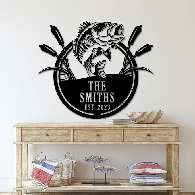 Bass Fishing Custom Metal Sign | Fishing Lovers Wall Art Metal Signs Customized | Fisherman Personalized Home Decor Sign | Custom Signs Outdoor Metal | Indoor Custom Wall Art | Personalized Wall Art - Bloomnest