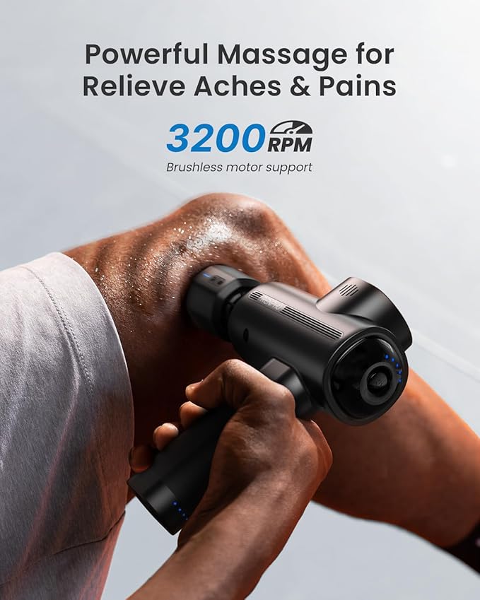 RENPHO Thermacool Massage Gun Deep Tissue with Heat and Cold Head, Handheld Muscle Massager with Carry Case, Percussion Body Muscle Masajeador for Men Women Athletes, Active - Bloomnest