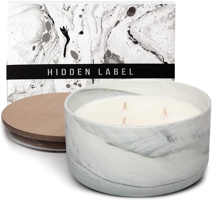 Hidden Label Scented Soy Candles, Large Candle 3 Wicks 14.8oz Thai Lemongrass Ceramic Jar Lava Collection, Gorgeous Gifts for Birthday Thanksgiving Christmas - Bloomnest