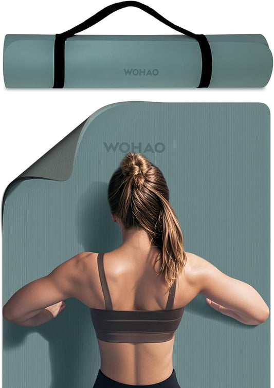 Extra Thick 8mm Yoga Mat, 72"x28" Non Slip Exercise Mat, Reversible 2-Sided Dual Color Premium POE Material, with Carrying Strap for Yoga, Pilates, Home Gym - Bloomnest