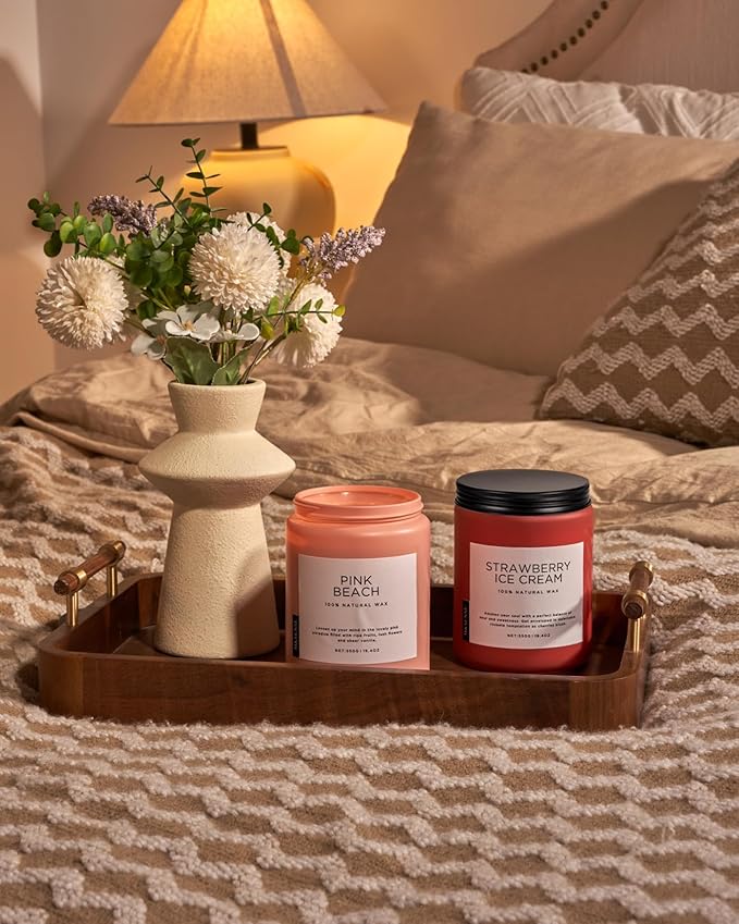 M&SENSE Pink Beach Sands Jar Candle, 19.4oz Pineapple Coconut Scented Natural Soy Candles for Home Scented, 110 Hour Burn Time, Home Decor Gift for Women, Friends, Family, Colleagues, Couples - Bloomnest