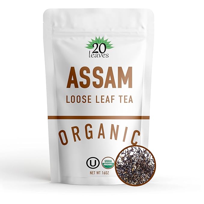 Assam Loose Leaf Black Tea - 100% Certified Organic - 1lb Pouch - 16oz Resealable Bag - 1 Pack - Bloomnest