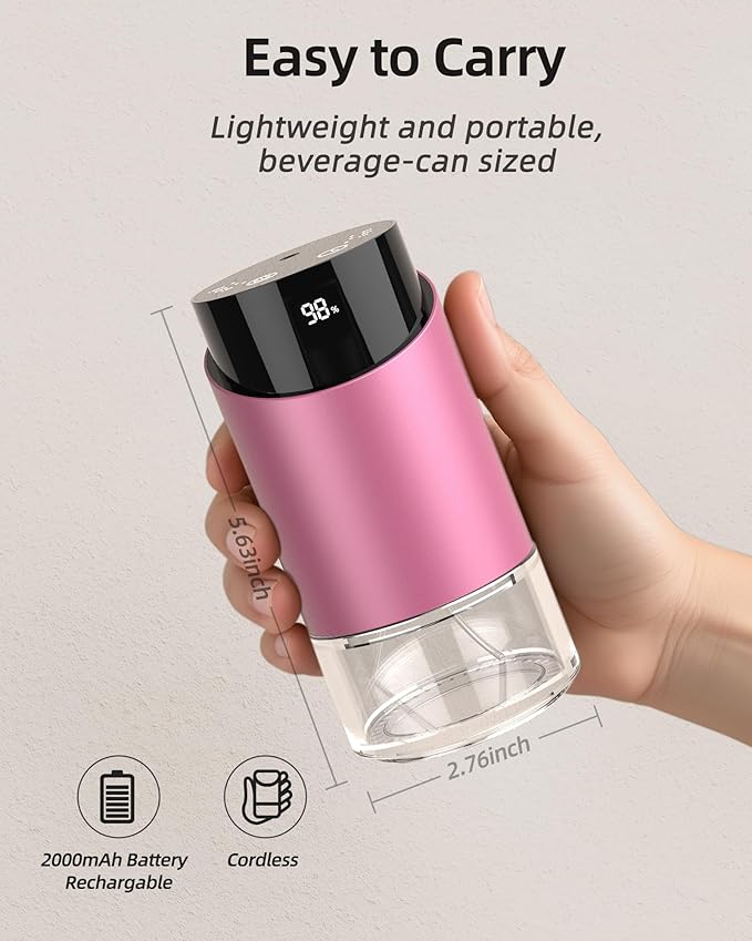 Waterless Essential Oil Diffuser Aromatherapy Scent Diffusers for Home Large Room, Car, Office, Desk, Mini Battery Operated Cordless Air Freshener, 4 Timers & 3 Mist Levels, 100ml Capacity (Pink) - Bloomnest