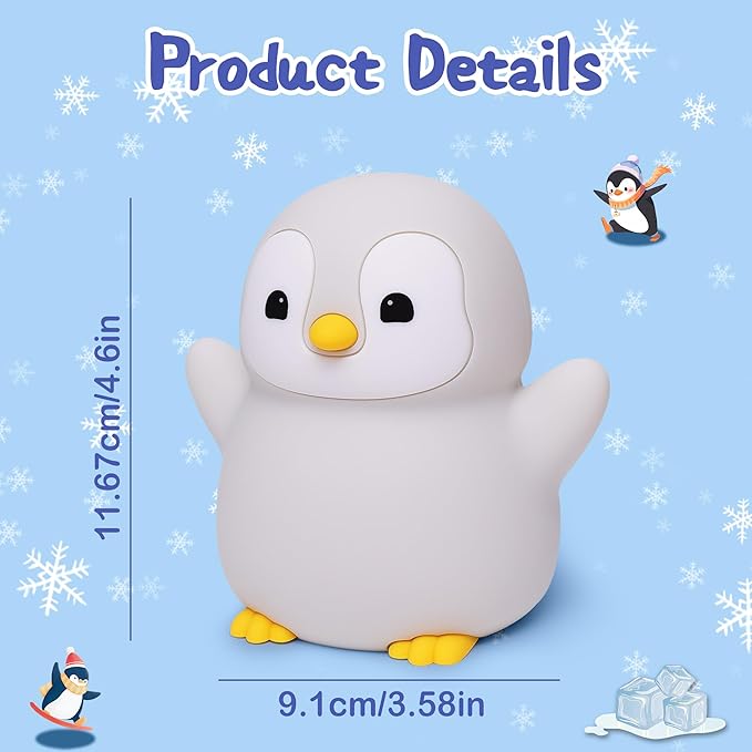 YuanDian Penguin Night Light, Cute Animal Themed Gifts for Adults and Teens. Decorate Bedrooms with Silicone Penguin Toy Nightlights, Christmas Birthday Gift for All - Bloomnest