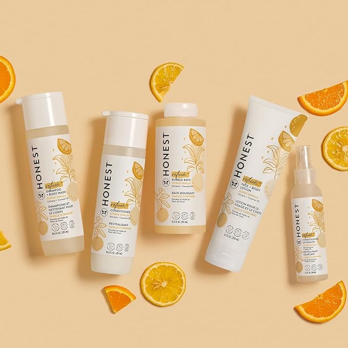 The Honest Company Foaming Bubble Bath Gentle for Baby Naturally Derived Tear-free Hypoallergenic Citrus Vanilla Refresh 12 fl oz - Bloomnest