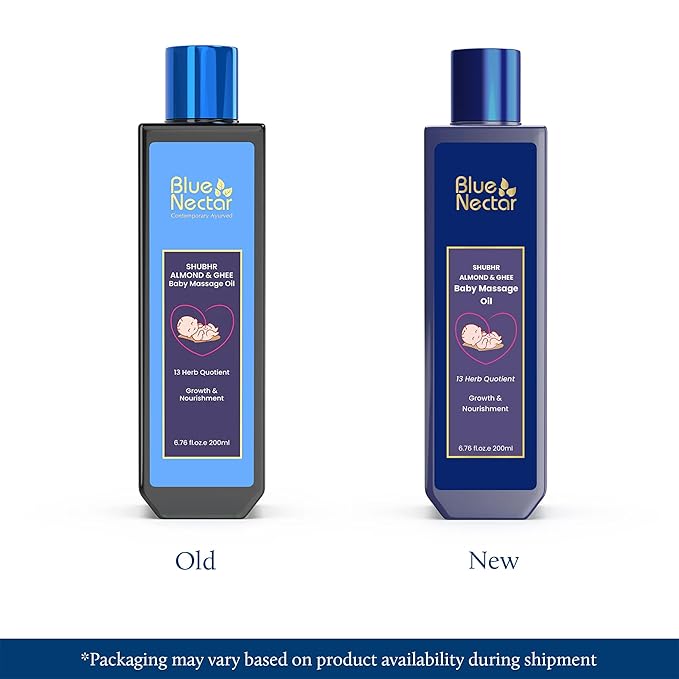 Blue Nectar Ayurveda Gentle Baby Oil for Newborn Skin Care -Moisturizing Baby Massage Oil for Dry Skin Moisturizer |Soothing with 100% Natural Coconut Oil & Organic Ghee (13 Herbs, 6.76 Fl Oz) - Bloomnest