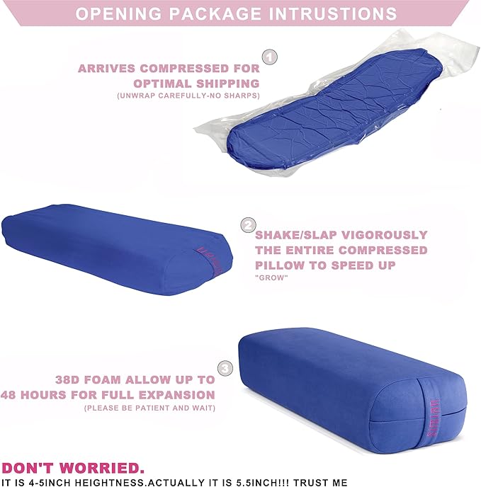 Simian Premium Meditation Bolster - Rectangular Support Cushion with Velvet Cover, Washable, for Restorative & Yin Yoga