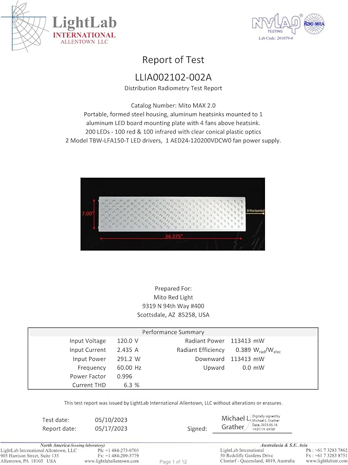 Mito Red Light – MitoMAX 2.0 Red Light Panel – Red Light Therapy for Face and Neck – Red Light & Near Infrared Red Light Therapy – At-Home Red Light Therapy for Body MitoRedLight