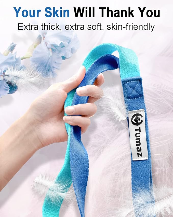 Tumaz Stretching Strap - 10 Loops & Non-Elastic Yoga Strap - The Perfect Home Workout Stretch Strap for Physical Therapy, Yoga, Pilates, Flexibility - [Extra Thick, Durable, Soft] - Bloomnest