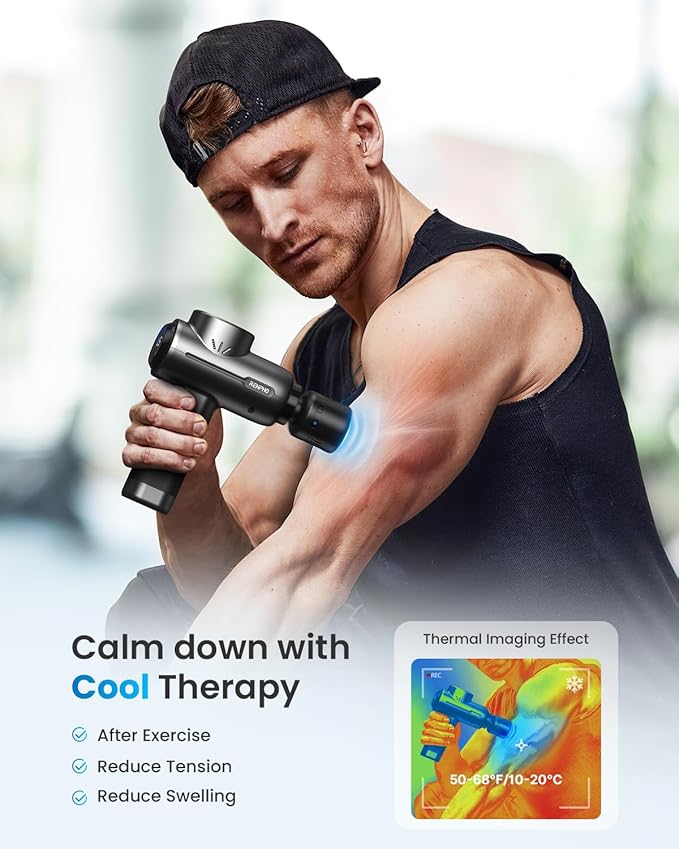 RENPHO Massage Gun with Heat and Cold, Portable Percussion Muscle Deep Tissue Massager with Charging Stand, Active+ Thermacool Deluxe - Bloomnest