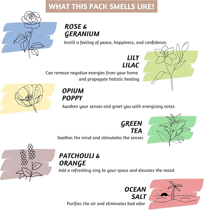 Folkulture Incense Sticks for Home | Set of 6 (120 Organic Sticks) for Relaxation | Green Tea, Rose and Geranium, Natural and Non Toxic | Organic and Slow Burning Inscents for Gifts for Her