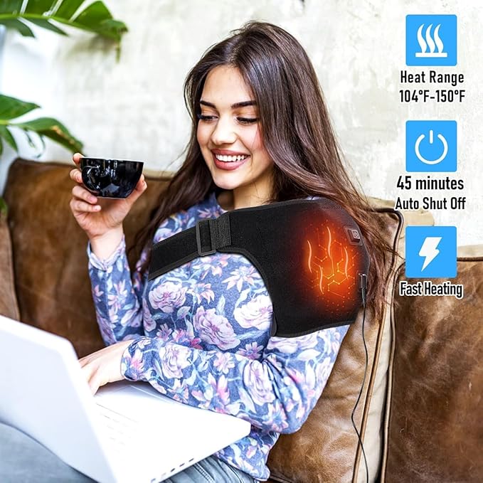 Shoulder-Heating-Pad-Heated-Wrap - 3 Heat Levels Heating Pad for Shoulder Pain for Men Women Frozen Shoulder Pain Relief - Bloomnest