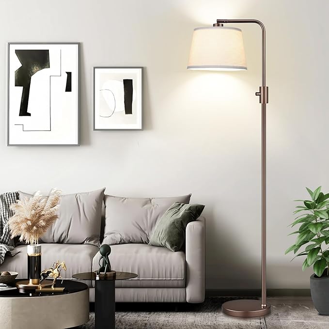 Nintiue [Upgraded] Dimmable Floor Lamp, 1000 Lumens LED Edison Bulb Included, Modern Arc Standing Tall Brown Floor Lamp for Living Room Bedroom Office Dining Room - Bloomnest