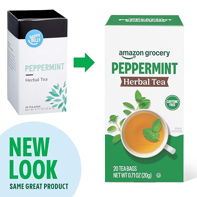 Amazon Grocery, Peppermint Herbal Tea Bags, 20 Ct - Bloomnest