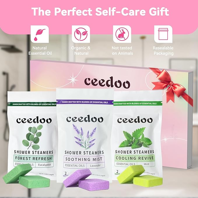 Shower Steamers Aromatherapy 6 Pack Gifts for Women Mom Men, Gifts for Her Stress Relief Home Spa, Birthday Gift Lavender Natural Essential Oil Self Care Relaxation Shower Bombs Teen - Bloomnest