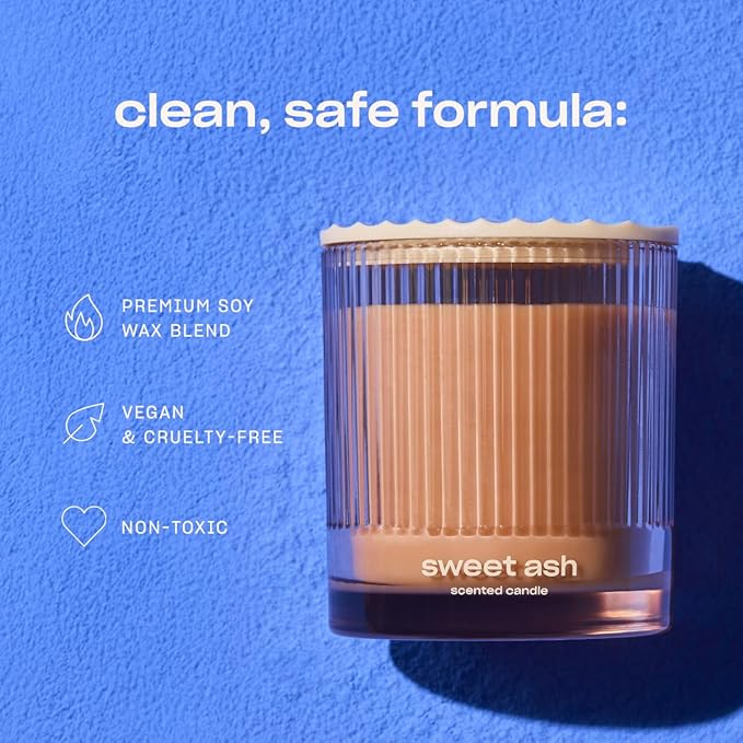 Sweet Ash Scented Candle by Snif, Low-Key Sweet and Earthy Scent, 50+ Hours, 100% Cotton Fiber Wicks, Soy Wax Blend, Non-Toxic, Vegan, 8.5 oz - Bloomnest