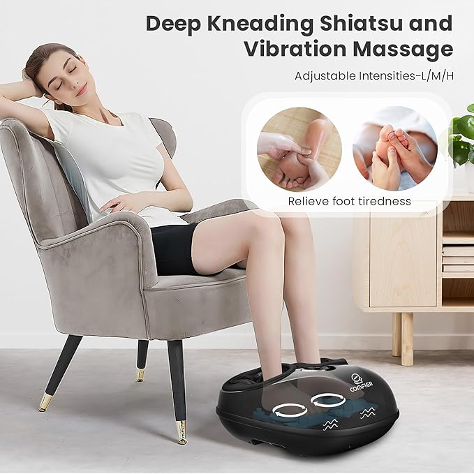 COMFIER FSA Eligible Shiatsu Foot Massager with Heat for Neuropathy Plantar Fasciitis, HSA Heated Electric Foot Massagers, Feet Massager Up to Men Size 13, Christmas Gifts for Men Women - Bloomnest