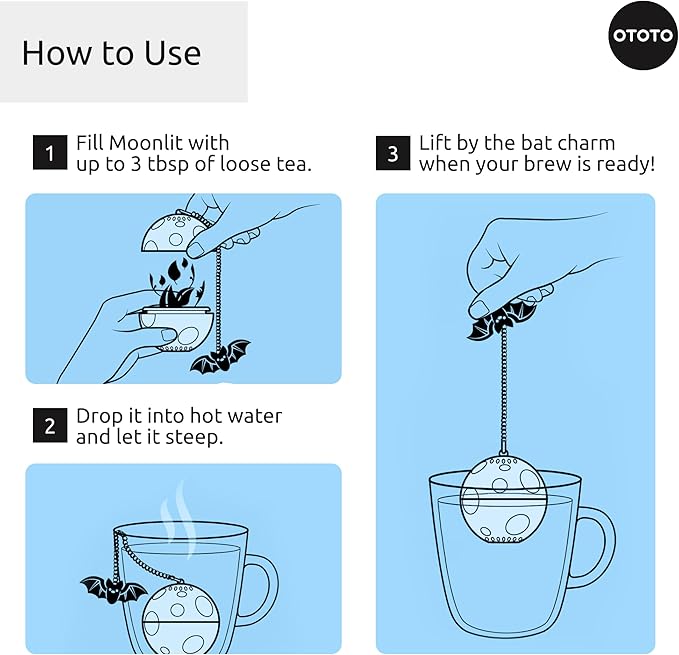 Cute Tea Strainers - Loose Leaf Tea Steeper, Tea Infuser for Loose Leaf Tea, Tea Diffusers, Tea Accessories, Mushroom Gifts, Cute Kitchen Accessories, White Elephant Gifts, (Moonlit, Spooky, Gothic)