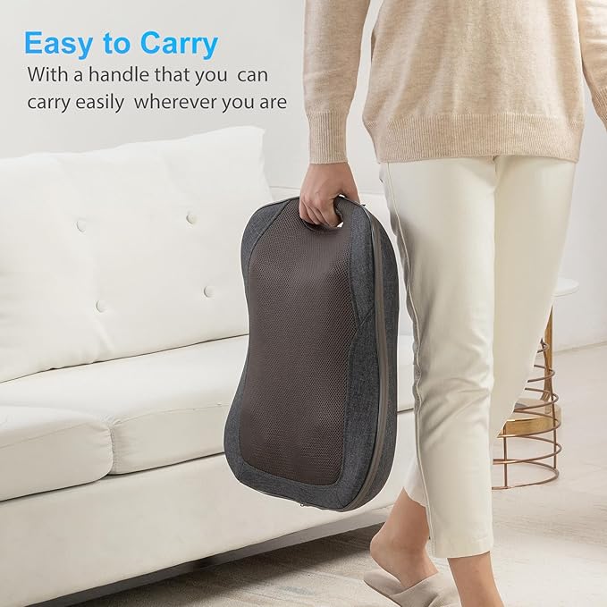 CooCoCo 14"×19" Shiatsu Back Massager with Heat, Birthday Gifts for Dad Mom Women Men Husband, Portable Massage Chair Pad, Kneading Massage Tools for Pain Relief, Chair Massager for Office Home - Bloomnest