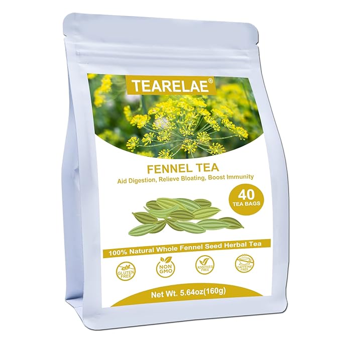 TEARELAE - Fennel Tea - 4g x 40 Count - Whole Fennel Seeds Herbal Tea Bags - Promotes Digestive Health - Non-GMO - Caffeine- Free - Bloomnest