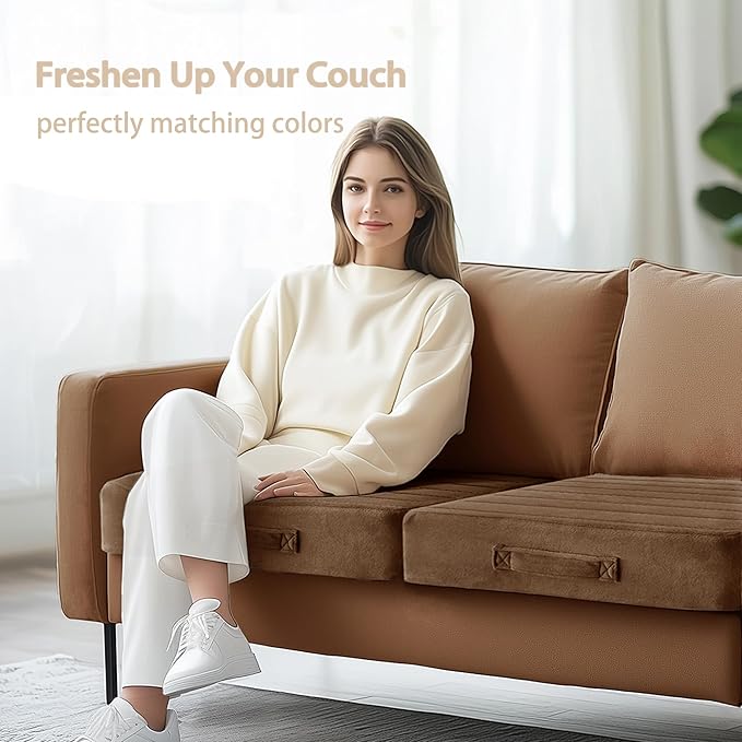 Codi Thick Replacement Couch Cushions 2 Sets, Upholstery Foam with Washable Covers for Sofa Cushion Chair Meditation - 24 × 24 × 5 Inch, High Density Foam, Coffee