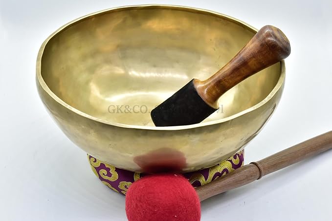 12" Large Master Healing Hand hammered Tibetan Singing Bowl - Great for Meditation, Yoga, Sound Bath, Mindfulness, Relaxation - Cushion, Wooden Mallet & Drumstick Included - Bloomnest