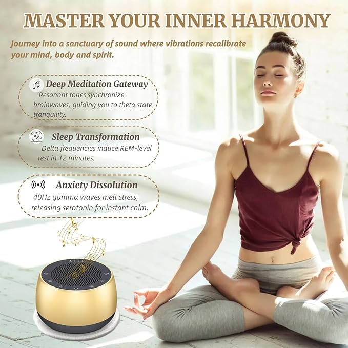 Cordless Automatic Tibetan Singing Bowl,256HZ-432HZ-528HZ 9 Tones 4-Speed Auto-Off Timer,Full Touch Glow Buttons,2000mAh Battery,Deep Ethereal Sound,Yoga,Meditation,Stress Relief (Gold) Jderv