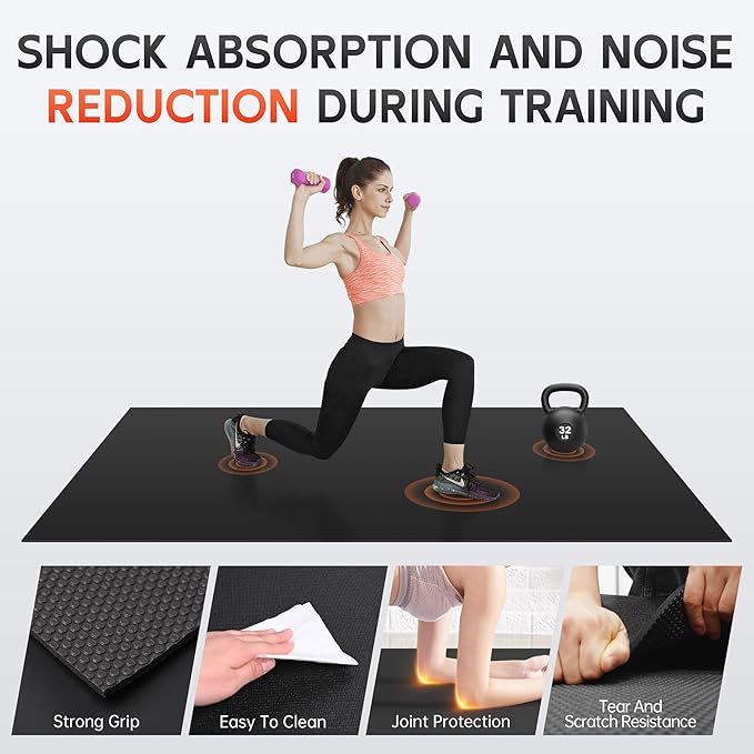 Extra Large Exercise Mat, 10’ x 6'/ 8’ x 6’/ 7’ x 5’/ 6’ x 4’- 7MM Thick Workout Mat for Home Gym, High-Density Gym Mat for Home Gym Floor, Non Slip Large Yoga Mat