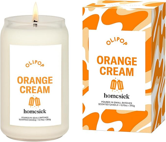 Homesick – Olipop Orange Cream Scented Candle – Premium 13.75 oz Soy Wax Candle in Glass Jar with Cotton Wick, 60–80 Hour Burn, Nostalgic Citrus Vanilla Scent, Wedding & Engagement Gifts for Couples - Bloomnest