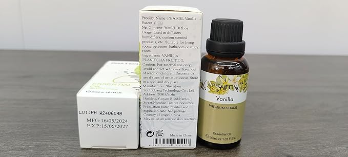 Vanilla Essential Oil, 1.01Fl.Oz (30ML) PHATOIL Pure Essential Oil Singles for Aromatherapy Diffusers, Humidifiers, Great for DIY Candle and Soap Making, Gift for Friend - Bloomnest