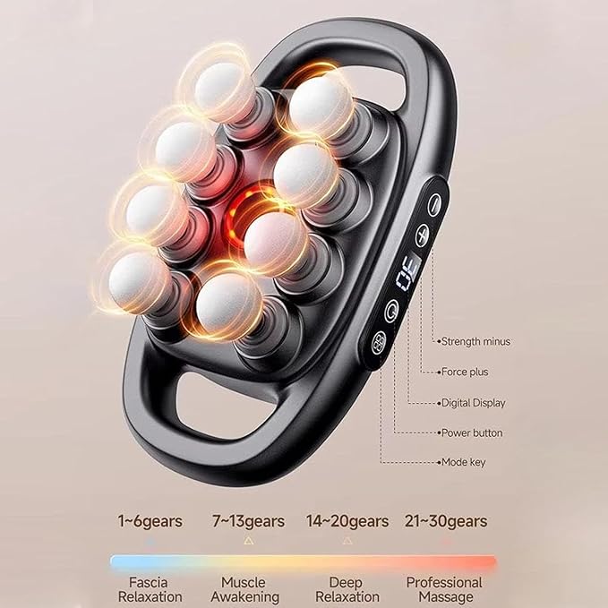 8-Head Massage Gun Set with 30 Levels & 3 Modes, Massage Gun Deep Tissue Neck Massager with 8 Heads, for Deep Tissue, Back, Shoulders, Legs, Pain Relief - Bloomnest