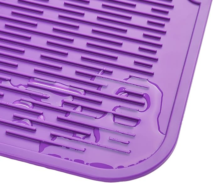Silicone Dish Drying Mat for Multiple Usage,Easy clean,Eco-friendly,Heat-resistant Silicone Mat for Kitchen Counter or Sink,Refrigerator or Drawer Liner Purple 2XL 24 inches x 18 inches - Bloomnest