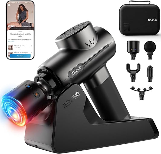 RENPHO Massage Gun with Heat and Cold, Portable Percussion Muscle Deep Tissue Massager with Charging Stand, Active+ Thermacool Deluxe - Bloomnest