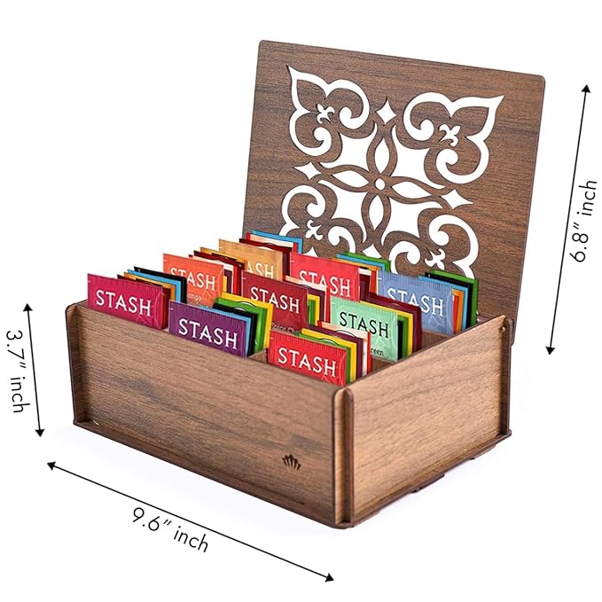 Tea Bags Sampler Gift Box – 80 Count, 28 Flavors – Wooden (MDF) Tea Organizer in Walnut – Variety Pack for Mom, Dad, Friends, Coworkers, Students, Men & Women - Bloomnest