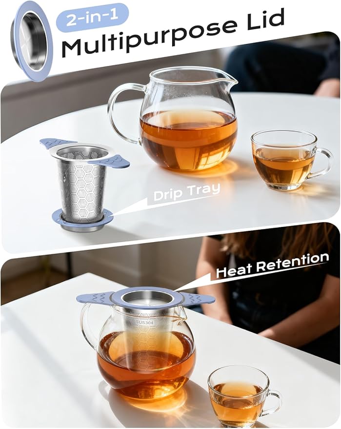 Tea Infuser for Loose Leaf Tea,Stainless Steel Tea Infuser with Heat Proof Silicone Handles,Extra Fine Mesh Tea Strainers Filter Fine Tea Leaves Effectively,Fits TeaPots/Mugs - Bloomnest