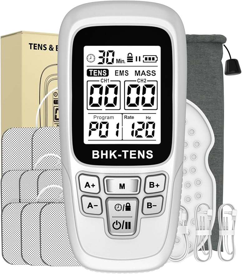 24 Modes TENS EMS Unit for Pain Relief, Muscle Stimulator Machine with 8 Reusable Electrode Pads - FDA Cleared 3-in-1 Device, 40 Intensity Levels, 90 Min Timer, Back/Neck/Knee Therapy, Pulse 2-150Hz