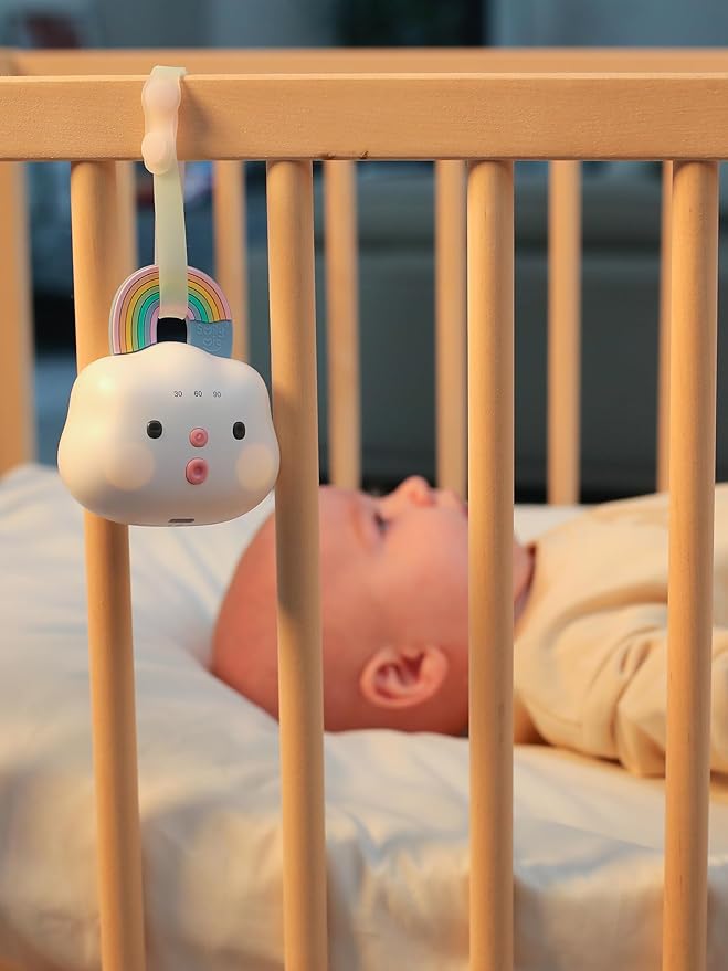 Smily Mia Portable Sound Machine for Babies |White Noise Machine Baby| Sleep Soother |14 Soothing Sounds | Shush | Travel | Registry Gift | Baby Shower | New Born Essentials, Attach to Stroller/Crib - Bloomnest