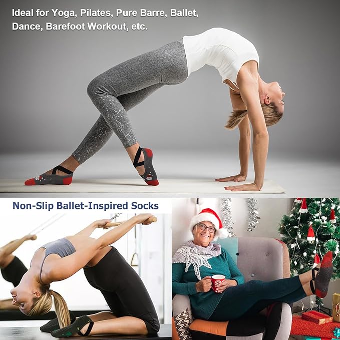 Ozaiic Pilates Socks for Women Non Slip Grip, Yoga Socks with Grippers for Barre, Hospital, Ballet, Dance, Barefoot Workout - Bloomnest