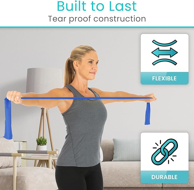 Vive Professional Resistance Bands - 25 Yard Non-Latex Roll for Physical Therapy, Lower and Upper Body Exercise Workout - Straight Elastic for Strength Training, Rehabilitation, Women, Men - Bloomnest