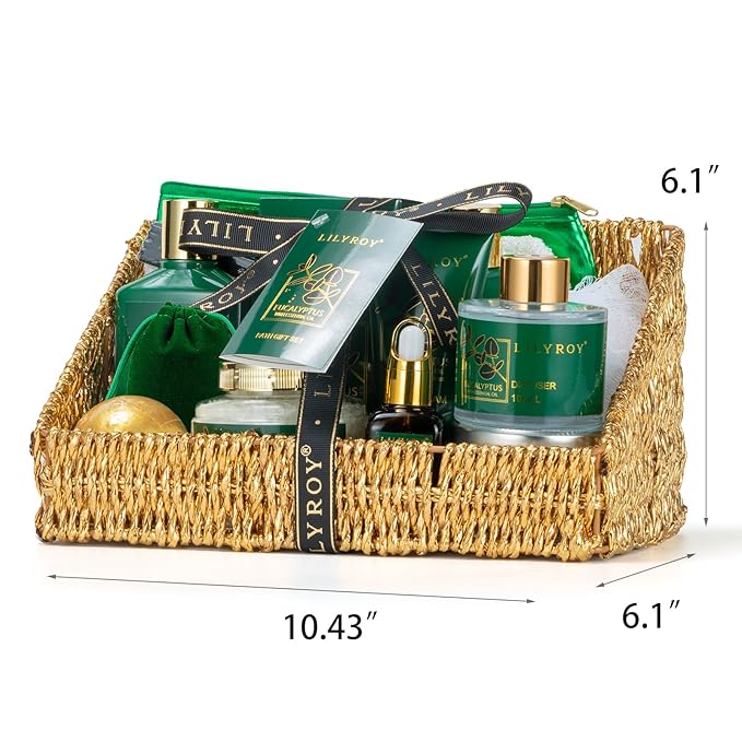 Valentines Day Gifts Basket for Women and Men- 15-Piece Premium Eucalyptus Bath Gift Set - Spa Kit, Ideal for Birthday, Mothers Day, Father’s Day, Christmas, Perfect for Holidays Self Care