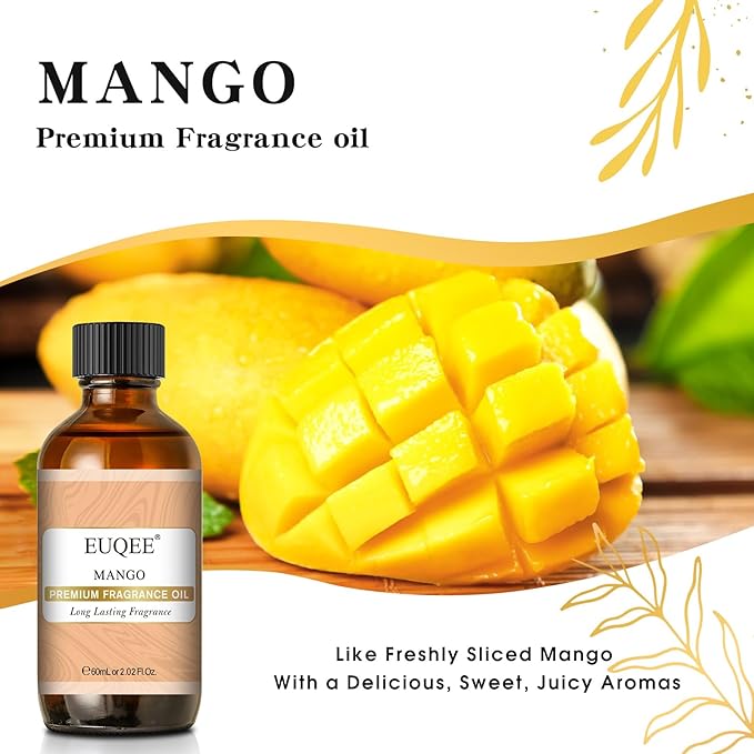 EUQEE Mango Fragrance Oils, 60ml Premium Scents Essential Oils with Glass Dropper for Soap & Candle Making, DIY Bath Bombs, Diffusers (2.02 Fl oz) - Bloomnest