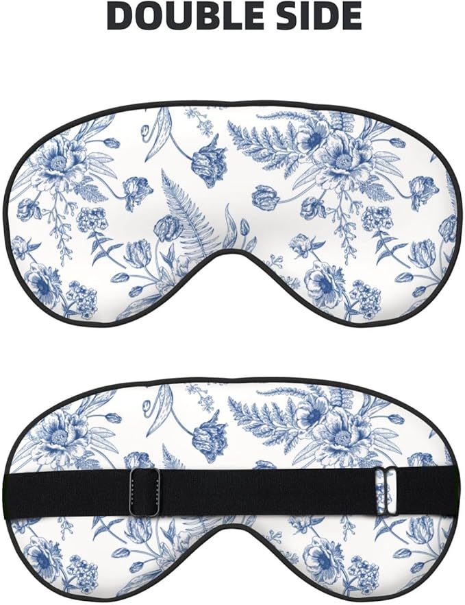 Vintage Blue Floral Peony Sleeping Eye Mask Eye Mask for Sleeping Soft Comfort Eye Shade Blackout Eye Cover for Deep Rest Travel Nap Meditation - Bloomnest