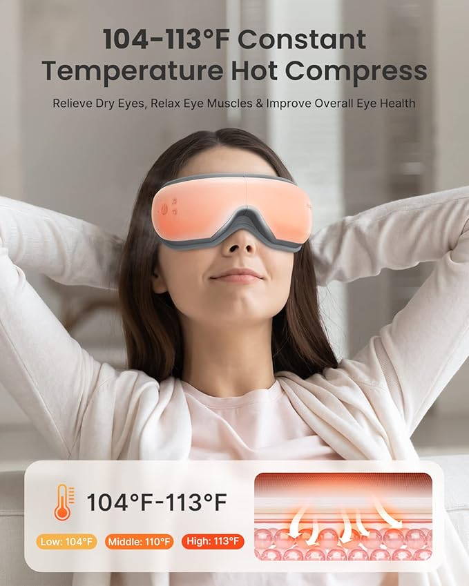 RENPHO Eyeris 1 Eye Massager with Heat, Christmas Birthday Gifts Eye Mask for Mom Dad Women Men Her Him, Smart Sleep Mask for Relax, Reduce Strain - Bloomnest