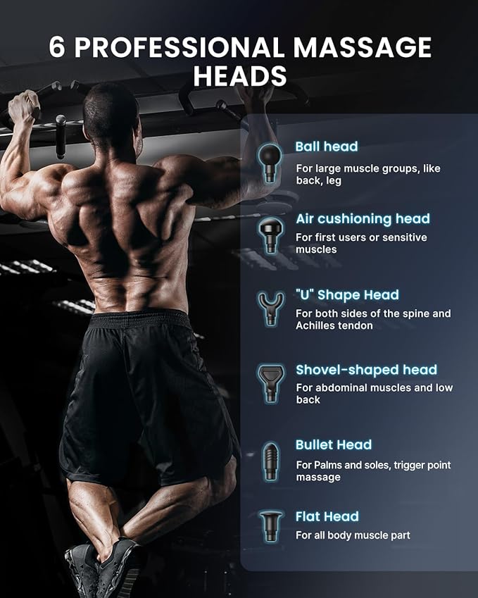 RENPHO Massage Gun Deep Tissue with Bluetooth, Percussion Muscle Massage Gun with 12mm Amplitude for Athletes, Portable Electric Handheld Massager Gun, LED Touch Display - Bloomnest